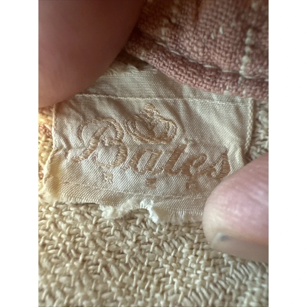 Bates Bedspread Flat Pink/Brown Sz 94x68' Heavy Cotton Floral Print Vintage